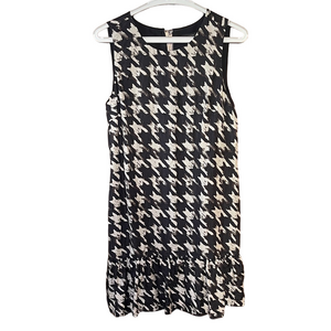 J. Crew Black and White Houndstooth Midi Dress